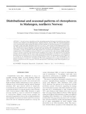 Distributional and Seasonal Patterns of Ctenophores in Malangen, Northern Norway
