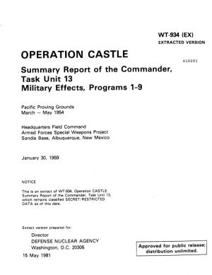 Operation Castle Summary Report of the Commander, Task Unit 13