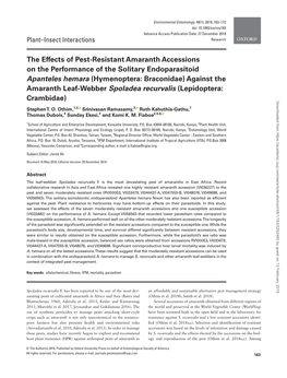 The Effects of Pest-Resistant Amaranth Accessions on The