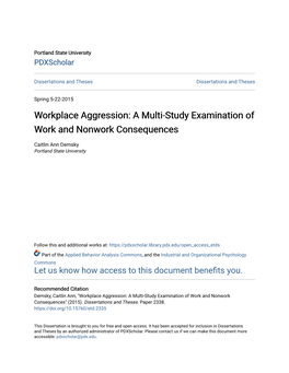 Workplace Aggression: a Multi-Study Examination of Work and Nonwork Consequences