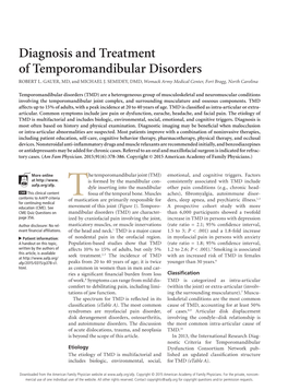 Diagnosis and Treatment of Temporomandibular Disorders ROBERT L