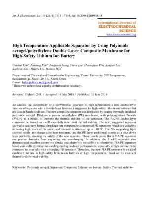 High Temperature Applicable Separator by Using Polyimide Aerogel/Polyethylene Double-Layer Composite Membrane for High-Safety Lithium Ion Battery