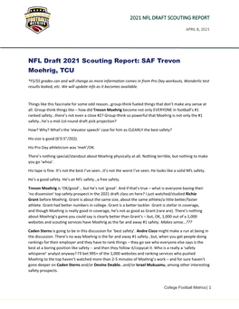 NFL Draft 2021 Scouting Report: SAF Trevon Moehrig, TCU