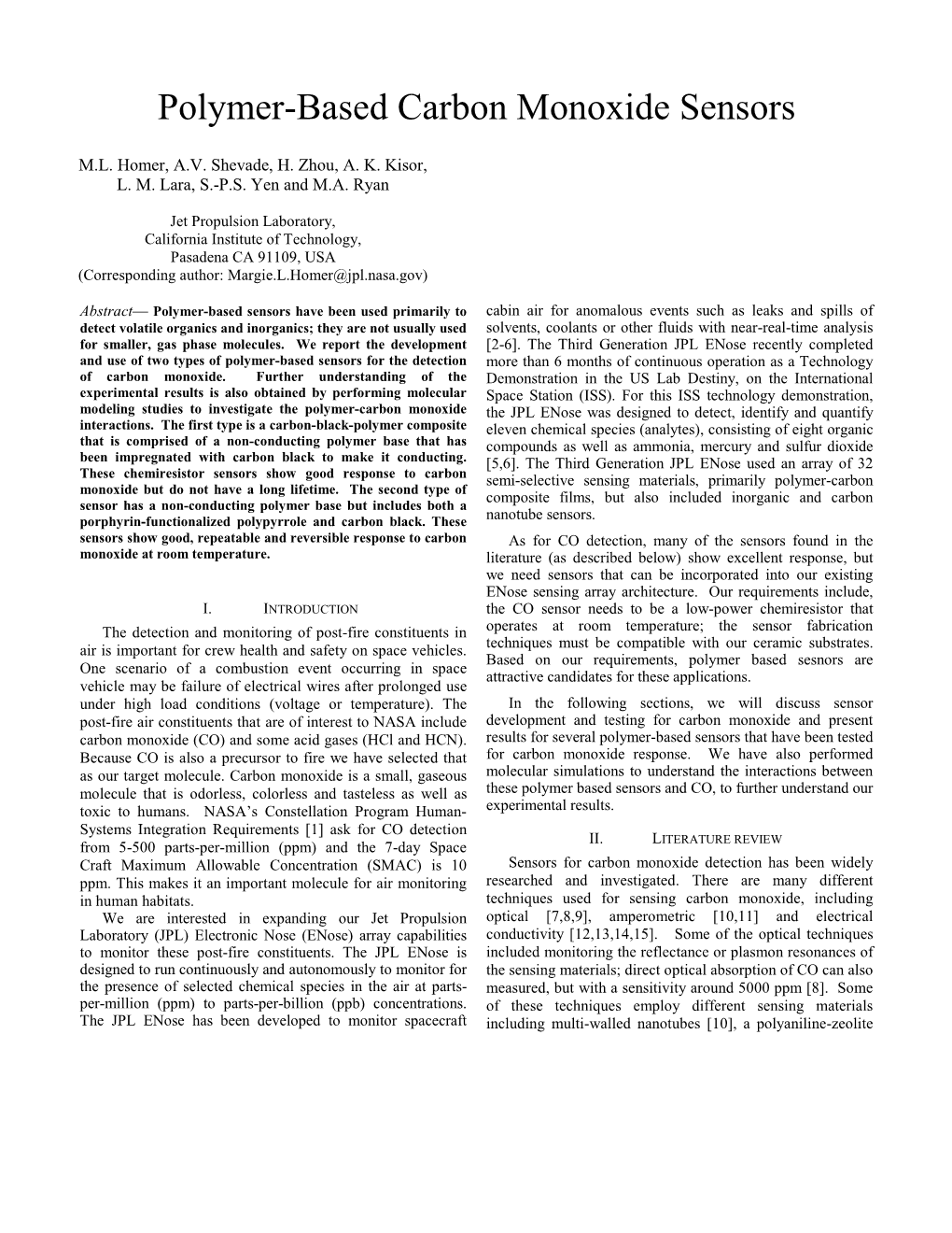 Polymer-Based Carbon Monoxide Sensors