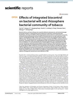 Effects of Integrated Biocontrol on Bacterial Wilt and Rhizosphere