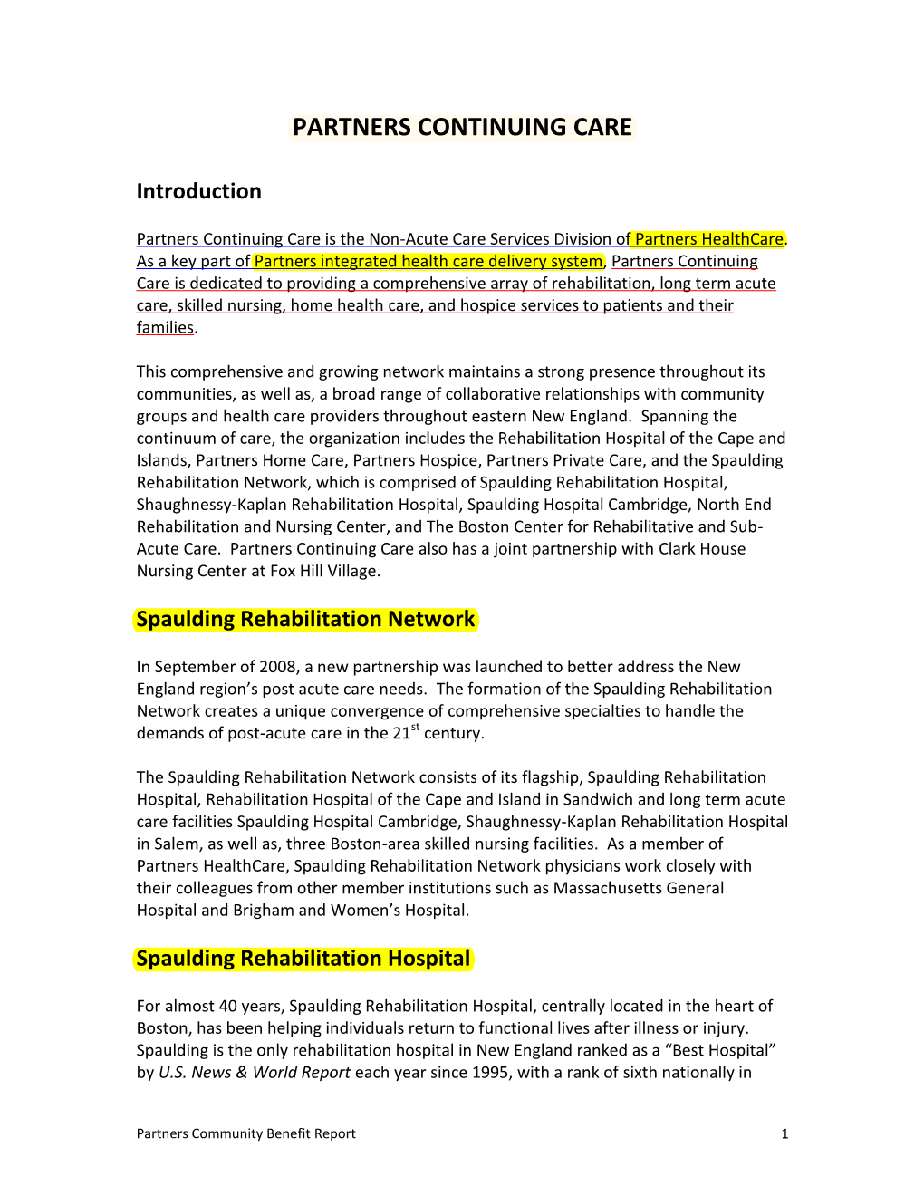 Spaulding Rehabilitation Hospital Network