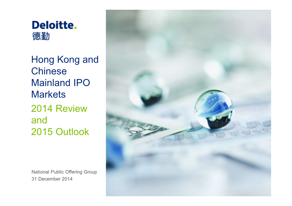 Hong Kong and Chinese Mainland IPO Markets 2014 Review and 2015 Outlook