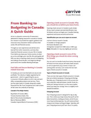From Banking to Budgeting in Canada: a Quick Guide