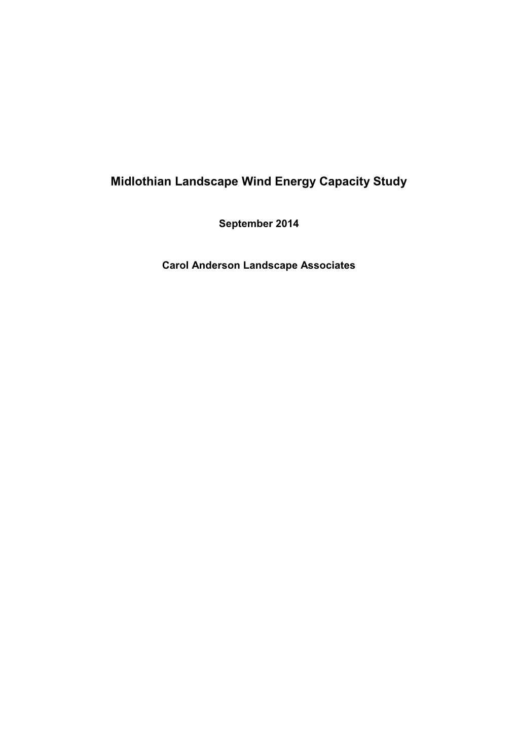 Midlothian Landscape Wind Energy Capacity Study