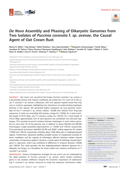 De Novo Assembly and Phasing of Dikaryotic Genomes from Two Isolates of Puccinia Coronata F