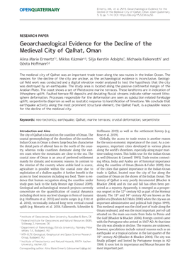 Geoarchaeological Evidence for the Decline of the Medieval City of Qalhat, Oman