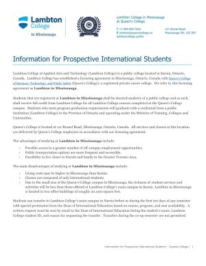 Information for Prospective International Students