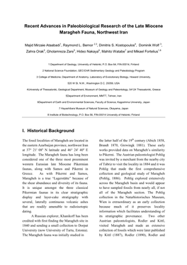 The Late Miocene Maragheh Fauna, Northwest Iran