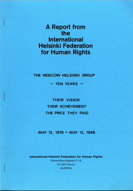 A Report from the International Helsinki Federation for Human Rights