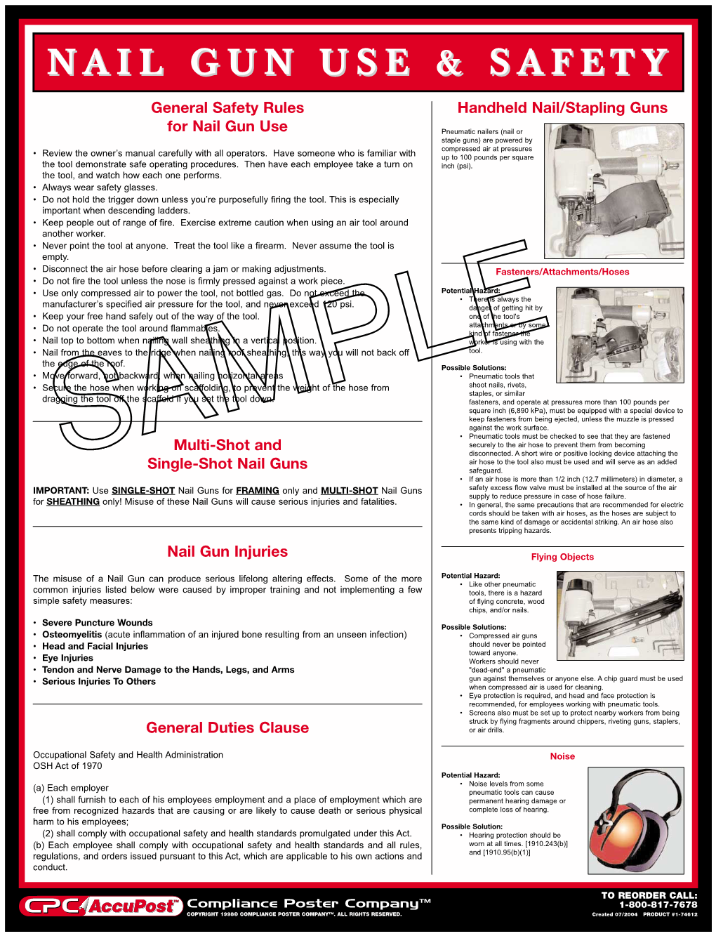 General Safety Rules for Nail Gun