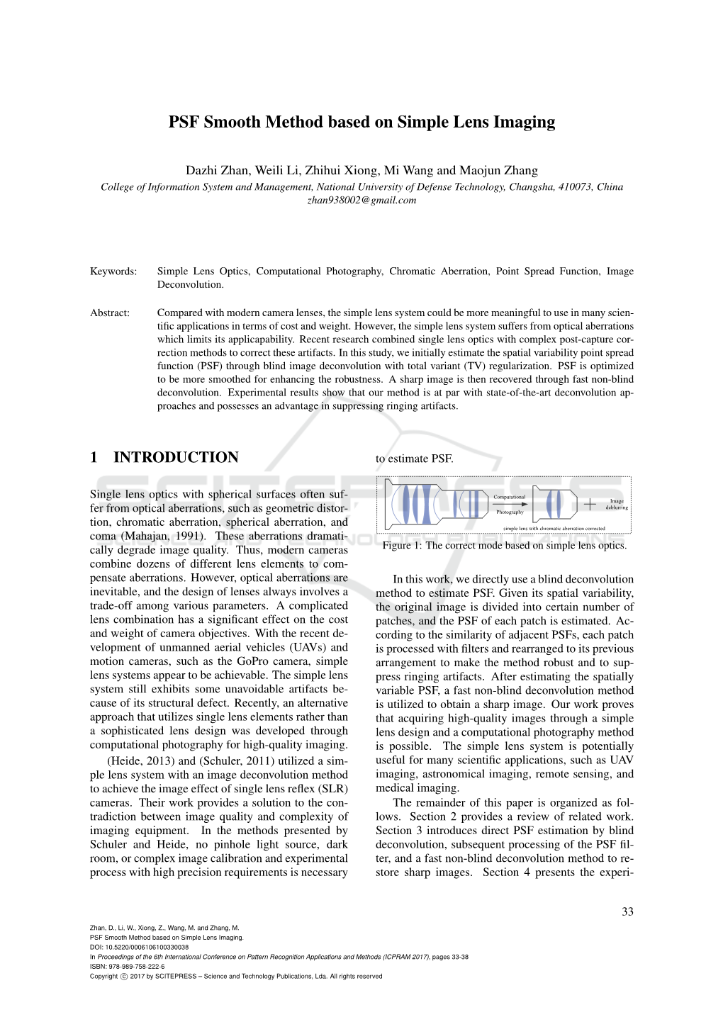 PSF Smooth Method Based on Simple Lens Imaging