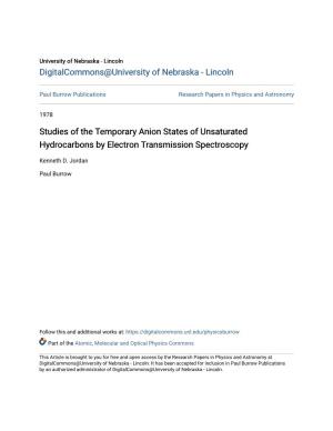Studies of the Temporary Anion States of Unsaturated Hydrocarbons by Electron Transmission Spectroscopy