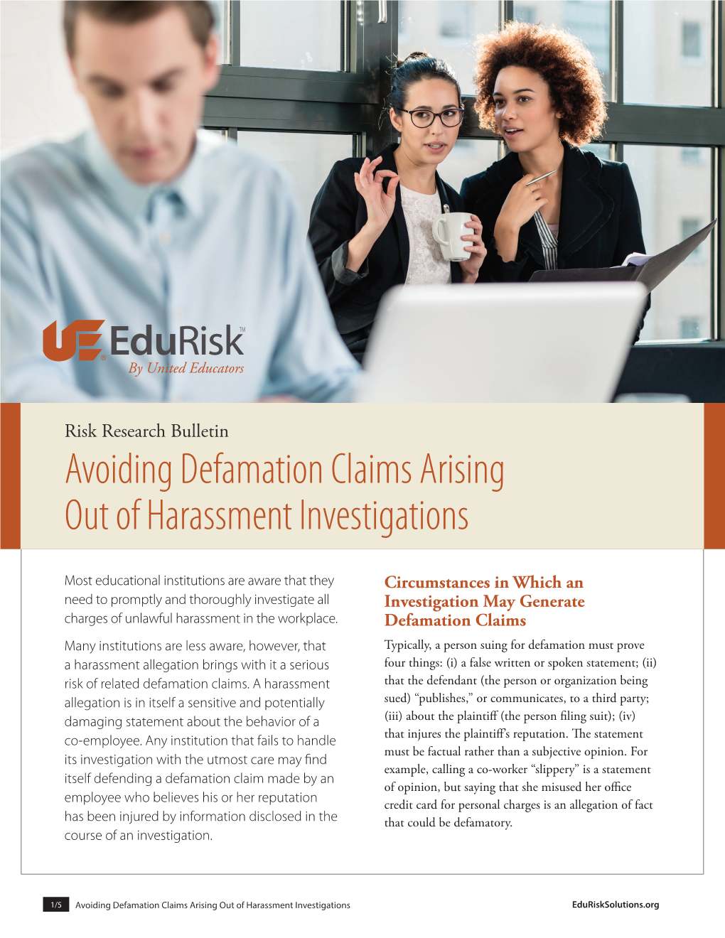 Avoiding Defamation Claims Arising out of Harassment Investigations