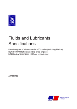 Fluids and Lubricants Specifications