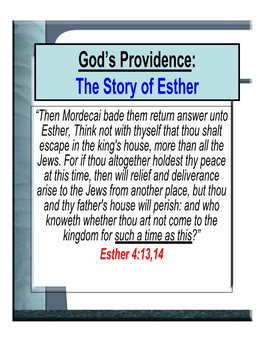 God's Providence: the Story of Esther