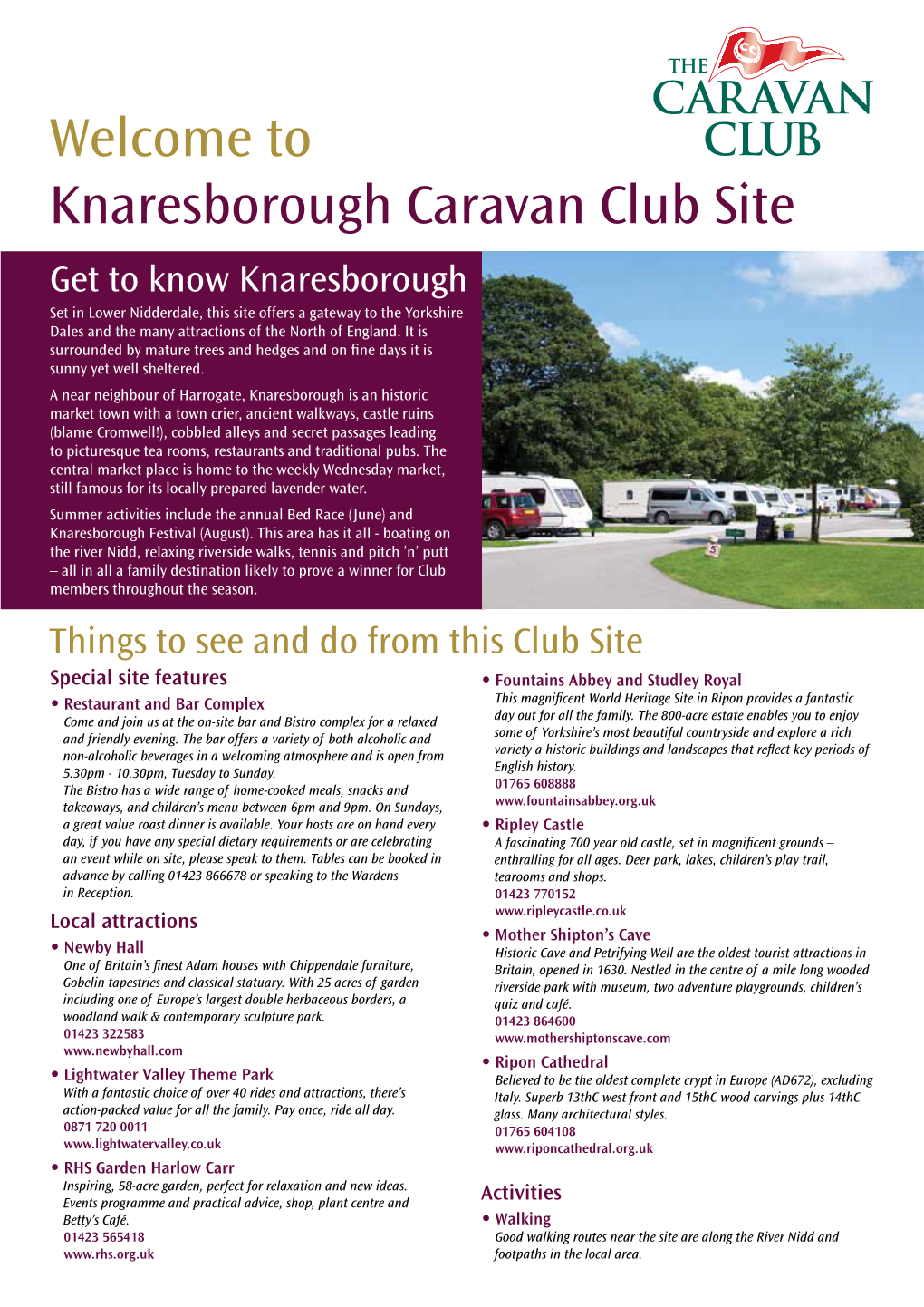 Welcome to Knaresborough Caravan Club Site