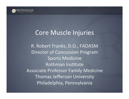 Core Muscle Injuries