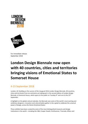 London Design Biennale Now Open with 40 Countries, Cities and Territories Bringing Visions of Emotional States to Somerset House