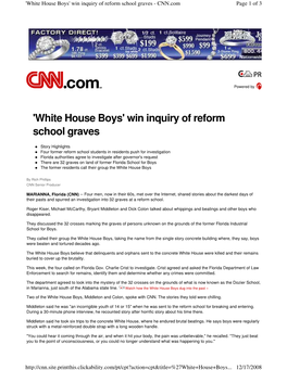 'White House Boys' Win Inquiry of Reform School Graves - CNN.Com Page 1 of 3