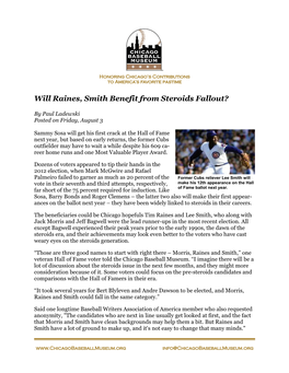 Will Raines, Smith Benefit from Steroids Fallout?