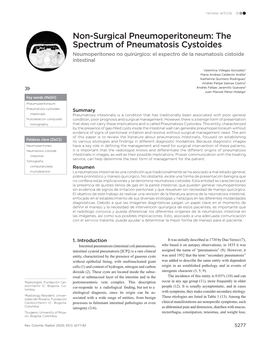 Non-Surgical Pneumoperitoneum: the Spectrum of Pneumatosis Cystoides Neumoperitoneo No Quirúrgico: El Espectro De La Neumatosis Cistoide Intestinal