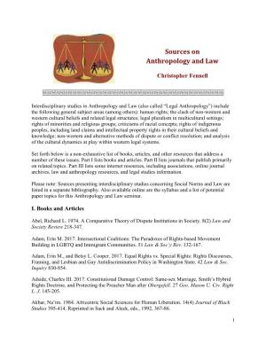 Sources on Anthropology and Law