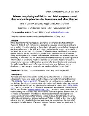 Achene Morphology of British and Irish Mayweeds and Chamomiles: Implications for Taxonomy and Identification
