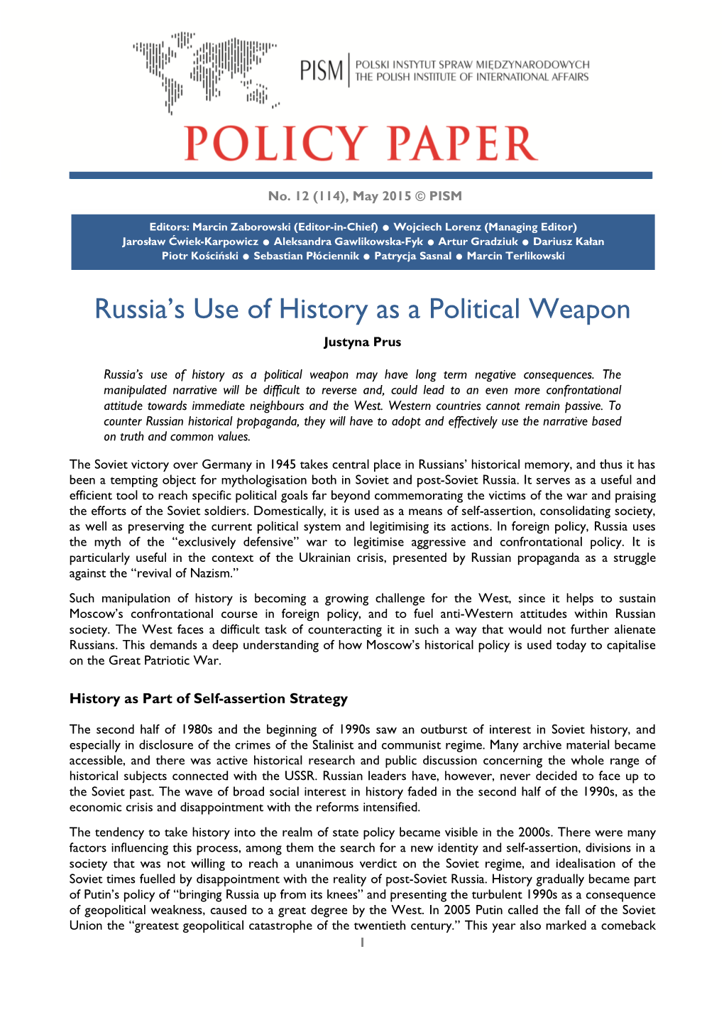 Russia's Use of History As a Political Weapon