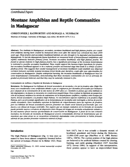 Montane Amphibian and Reptile Communities in Madagascar