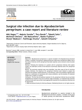 Surgical Site Infection Due to Mycobacterium Peregrinum: a Case Report and Literature Review