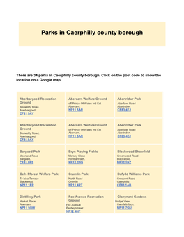 Parks in Caerphilly County Borough