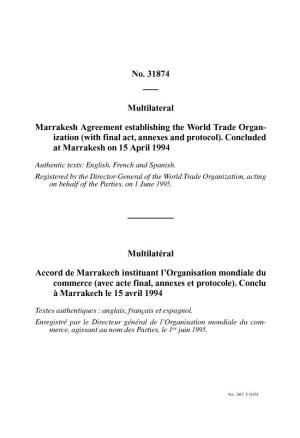 Marrakesh Agreement Establishing the World Trade Organization