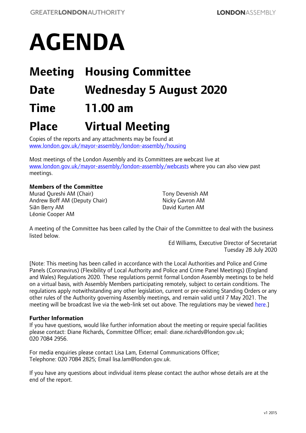 (Public Pack)Agenda Document for Housing Committee, 05/08/2020 11:00