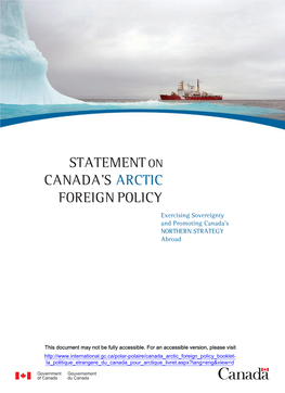 Statement on Canada's Arctic Foreign Policy