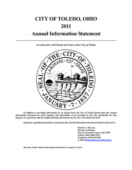 CITY of TOLEDO, OHIO 2011 Annual Information Statement