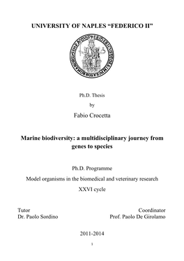 Fabio Crocetta Marine Biodiversity: a Multidisciplinary Journey