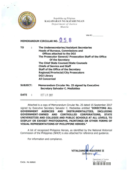 Memorandum Circular No. 25 Signed by Executive Secretary Salvador C