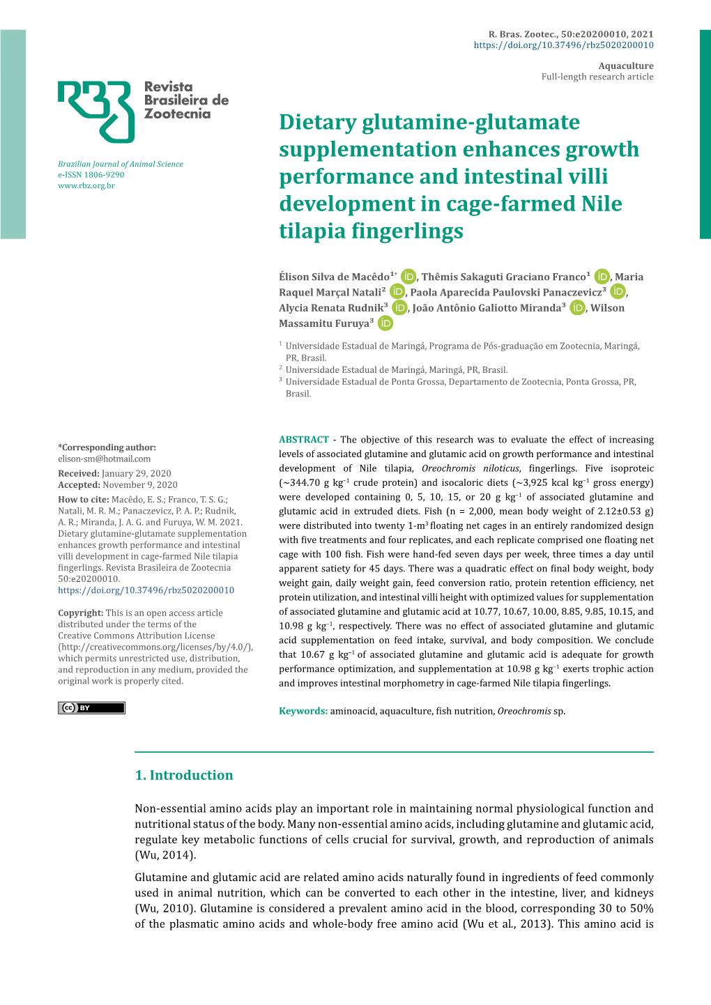 Dietary Glutamine-Glutamate Supplementation Enhances Growth