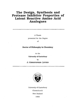 The Design, Synthesis and Protease Inhibitor Properties of Latent Reactive Am.Ino Acid Analogues