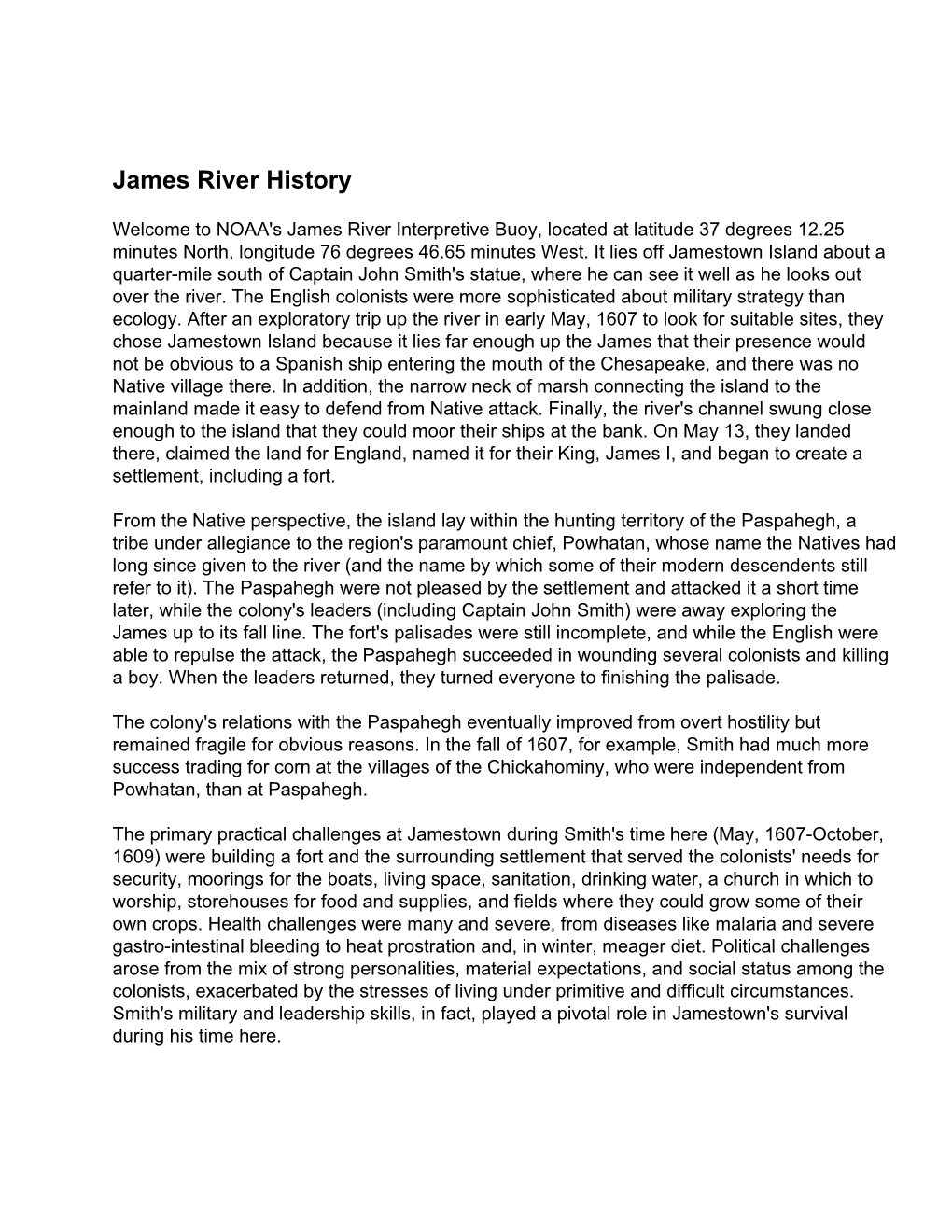 James River History