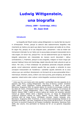 Ludwig Wittgenstein, Una Biografia