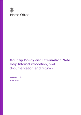 Iraq: Internal Relocation, Civil Documentation and Returns