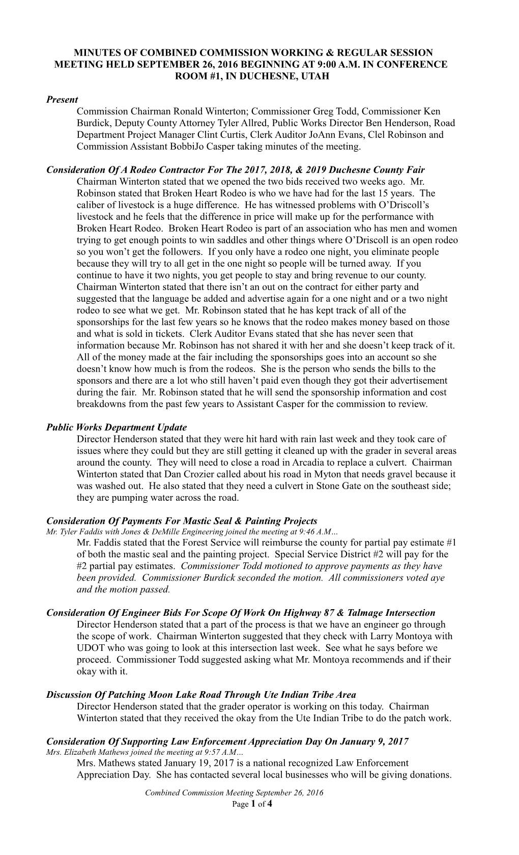 Minutes of Special Meeting Held January 27, 2004, at 2:00 Pm in Conference Room #1, In s1