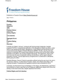 Freedom in the World 2016 Philippines
