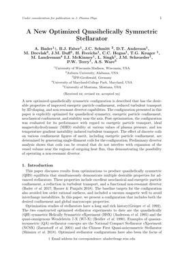 A New Optimized Quasihelically Symmetric Stellarator